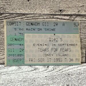 Tears For Fears‎ Concert Ticket Stub 9-17-1993 Coney Island Cincinnati